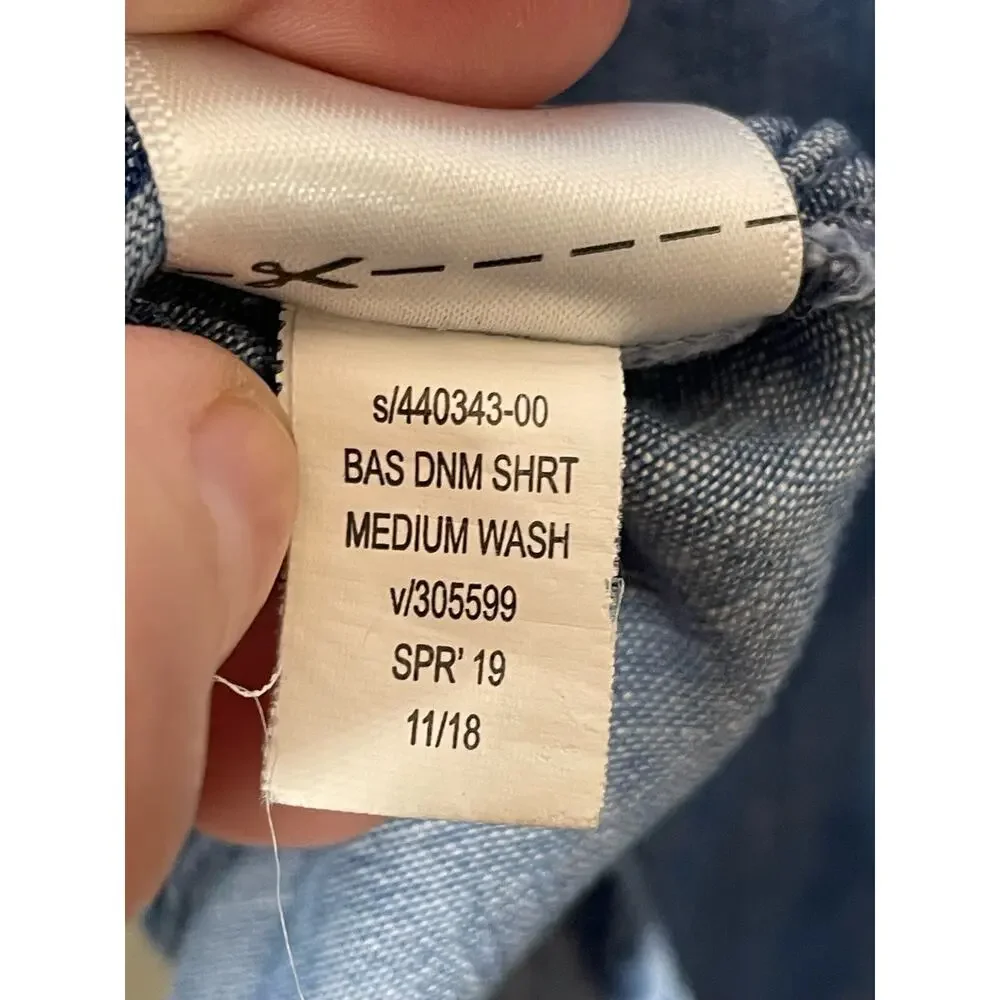GAP Youth XXL Lyocell Chambray Shirt Long Sleeve Button Front Blue Girls